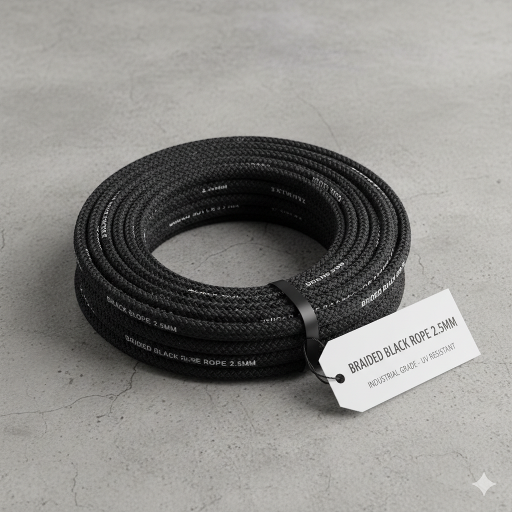 Black Rope 2.5mm Brided
