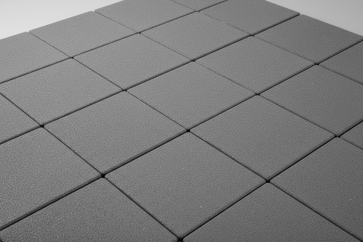 gray rubber tiles square shaped. make it realistic